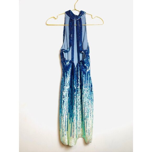 Versace Sequin Blue Couture Dress 38 - Picture 8 of 11